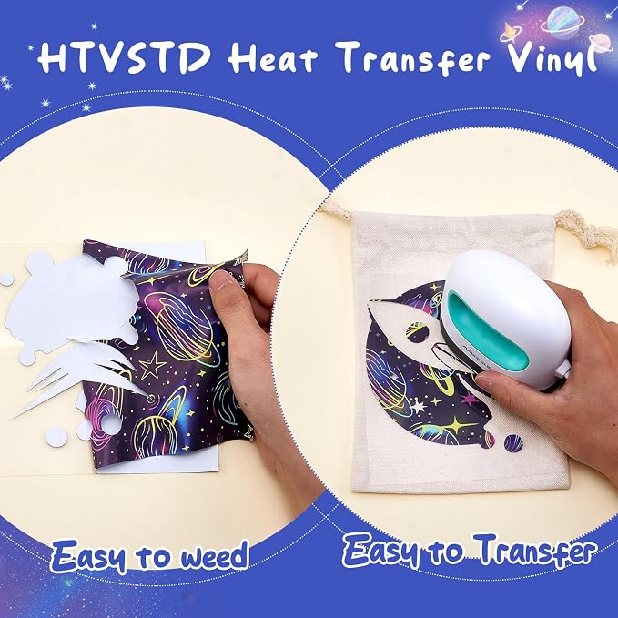 HTVSTD Space HTV Heat Transfer Vinyl 6 Sheets 12×10in Iron on Vinyl | Dark - Image 3