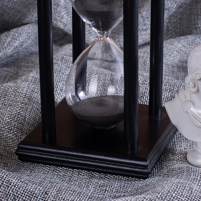 BELLAWARE Hourglass Timer with Black Sand, 15 Minute Wooden Sand Timer | - Image 5