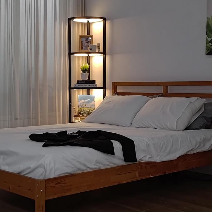 FENLO Corner Floor Lamp with Shelves, Dimmable LED Corner Shelf with Lights - Image 9