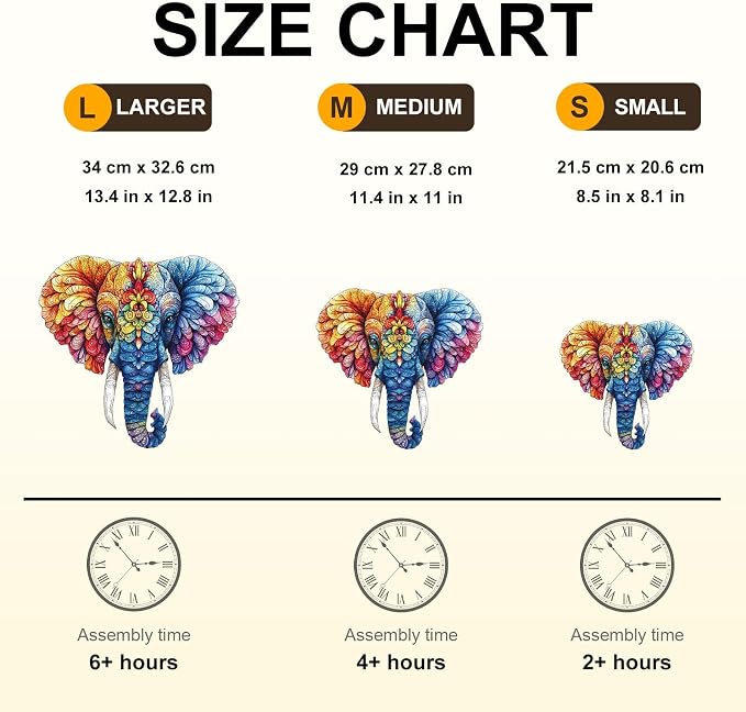 Floral Elephant Puzzles Adults Gifts Wooden 95 Pieces 8.5 * 8.1in - Image 4