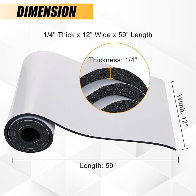 1/4" T x 12''W x 59''L Neoprene Foam Rubber Sheet - Image 2