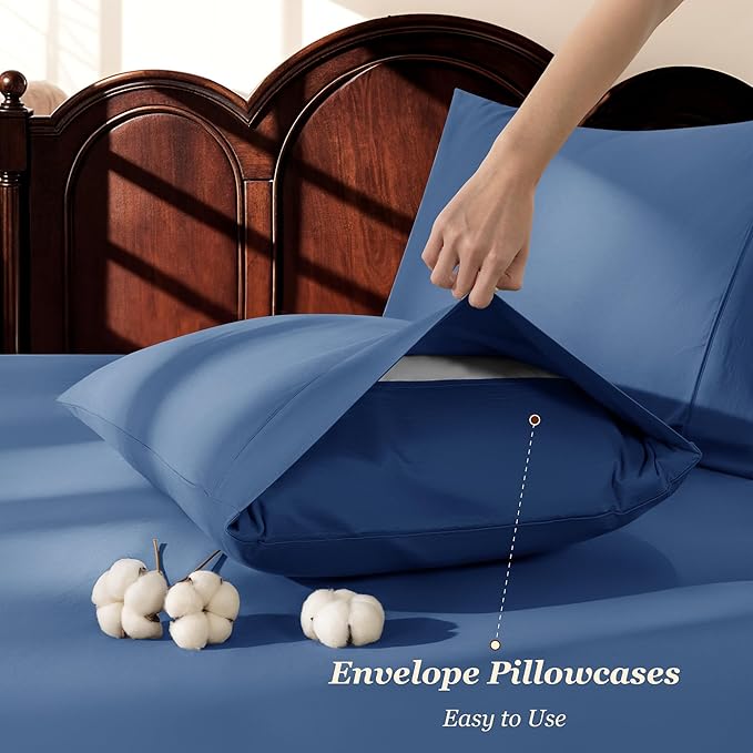 LBRO2M 100% Cotton Sheets Set Deep Pocket 24", 1000 Thread Count Full Size 4 - Image 6