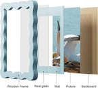11x14 Picture Frame with Mat for 8x10, Wavy Edge Wooden Real Glass Photo Frame - Image 6