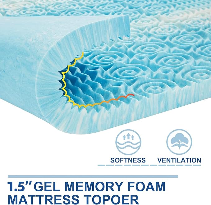 SINWEEK Mattress Topper Memory Foam Mattress Topper 1.5 Inch Queen Soft - Image 2