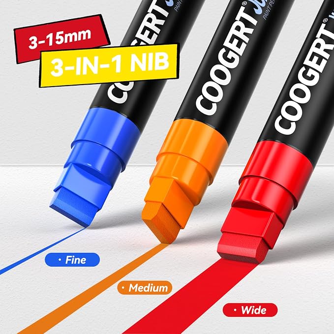 Coogert 3Pcs Orange Jumbo Poster Markers, 15MM Thick Permanent Acrylic Graffiti - Image 2