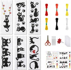 FREEBLOSS 6 Set Cross Stitch Bookmark Kit Stamped Cross Stitch Kit Black Cat by FreeandCreativeCraftsArt