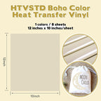 HTVSTD Light Grey Boho HTV Heat Transfer Vinyl 8pcs 12×10in | Vivid Color - Image 2