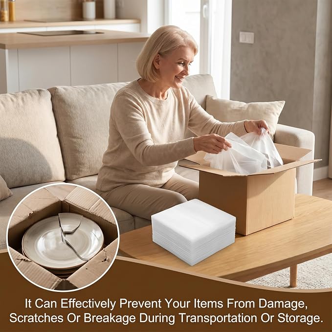 12"x12" Foam Wrap Sheets for Packing, 50 Pack Dish Packing Supplies for Moving - Image 7