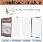 Crehatos 9" x 12" Sketch Book, Top Spiral Bound Sketch Pad, 100 Sheets - Image 3