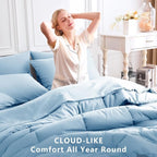 CozyLux King Size Comforter Set Baby Blue, 7 Pieces Bed in a Bag, All Season - Image 4