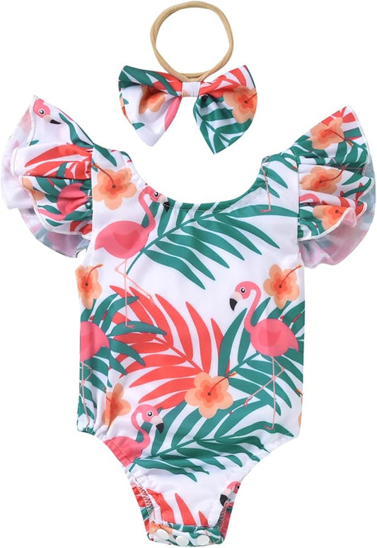 Toddler Girl Baby Ruffles Mermaid Fish Scale Swimsuit One Piece Swimwear Bathing Sunsuit