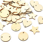 180 pcs 3 Styles Heart Star Theme Unfinished Wood Cutout Charms Flat Round - Image 8