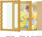 6x8 Picture Frame with Mat for 5x7, Wavy Edge Wooden Real Glass Photo Frame for - Image 5