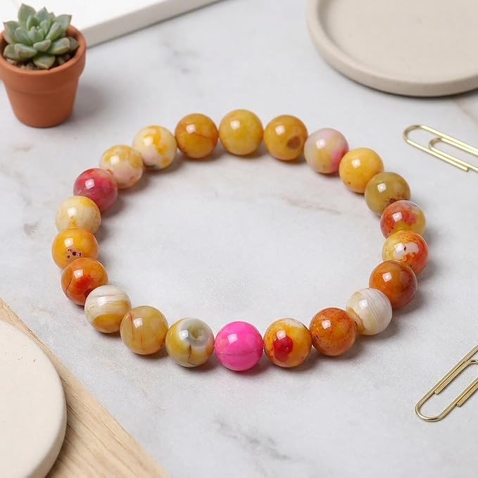 35pcs Round Loose Orange Fire Agate Beads - Image 4