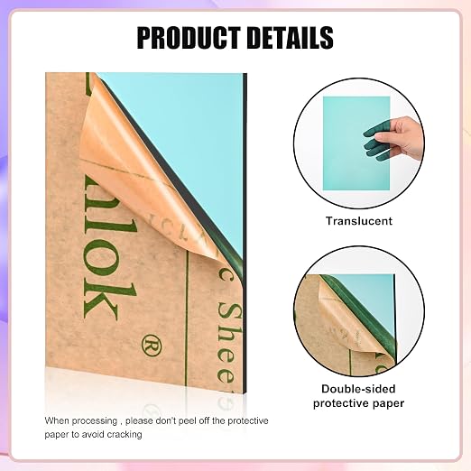 Lesnlok Cyan Acrylic Sheets 1/8 inch Thick 3mm 2 Pack 12 x 16 Clear Cyan - Image 3