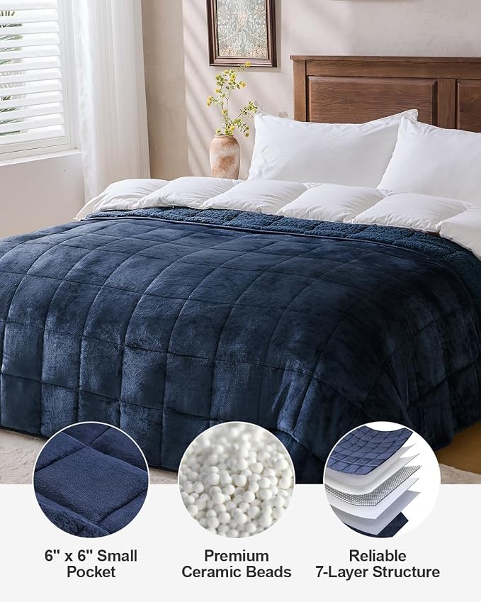 Super Fuzzy Soft Sherpa Fleece Weighted Blanket, 20 lbs Dual Sided Fluffy Heavy - Image 8