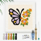Doodlream Butterflies and Flowers DIY Punch Needle Embroidery Kit by Doodlream