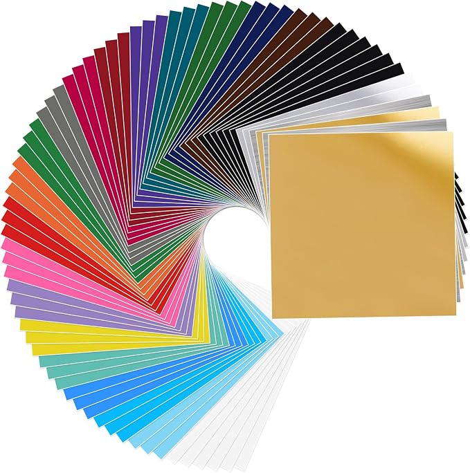 Permanent Vinyl, 72 Pack Permanent Adhesive Vinyl Sheets by IModeur