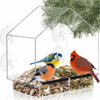 Window Bird Feeder with Strong Suction Cups, Balcony Glass Mount, Acrylic Cat by NaturesHangout