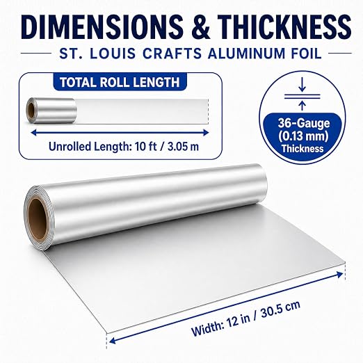 St. Louis Crafts Aluminum Metal Foil Roll, 36 Gauge, Durable Foil - Image 4