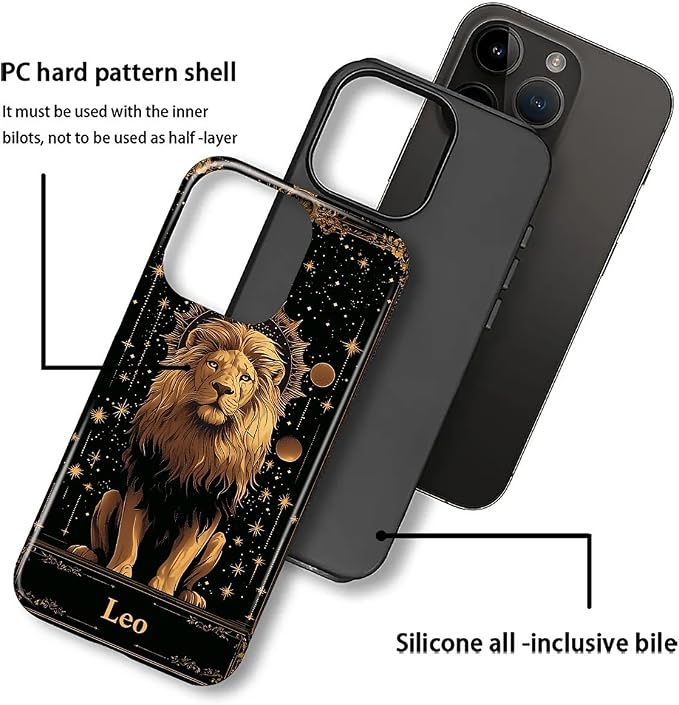 ZHEGAILIAN Case for iPhone 16 Pro, Galaxy Lion Gold Durable Shockproof Silicone - Image 2
