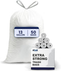 Plasticplace 13 Gallon Trash Bags │ 1.2 Mil │ White Extra-Large Drawstring Garbage Can Liners │ 24" x 31" (50 Case)