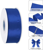 Royal Blue 1.5 Inch Continuous 25 Yards Satin Wired Ribbon - Image 3