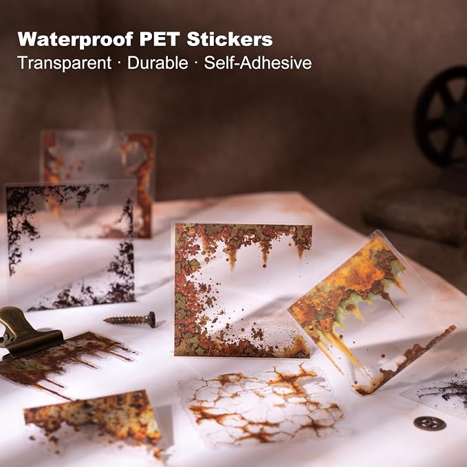 120PCS Rust Cracking PET Stickers – Transparent Vintage-Style Rust Crack Wall - Image 4