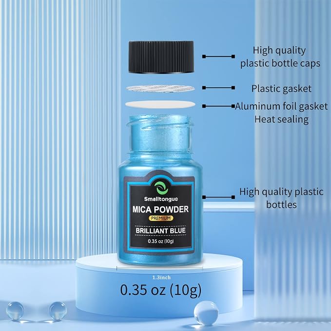 Smalltongue Mica Powder for Epoxy Resin, 72 Colors, 0.35 oz Bottles Mica Glitter - Image 4