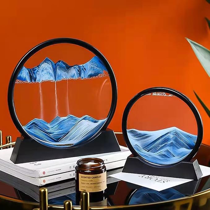 BGFJYUK Moving Sand Art Picture in Motion, Round Tempered Glass 3D Deep Sea - Image 2