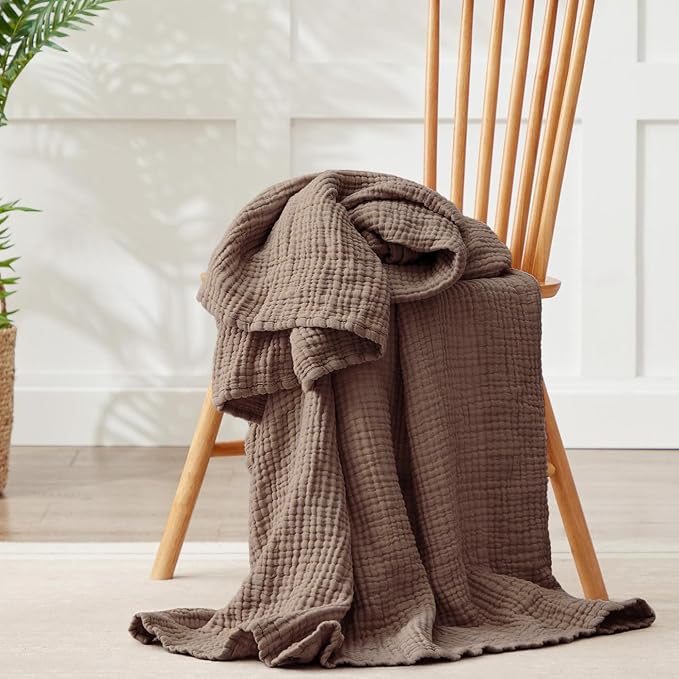 100% Cotton Muslin Blanket King 108" x 90", Breathable and Lightweight Cotton - Image 7