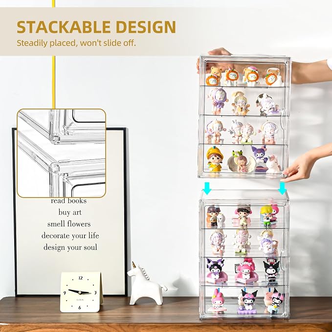 2 Pack 4 Tier Display Case for Collectibles, Storage Container - Image 3