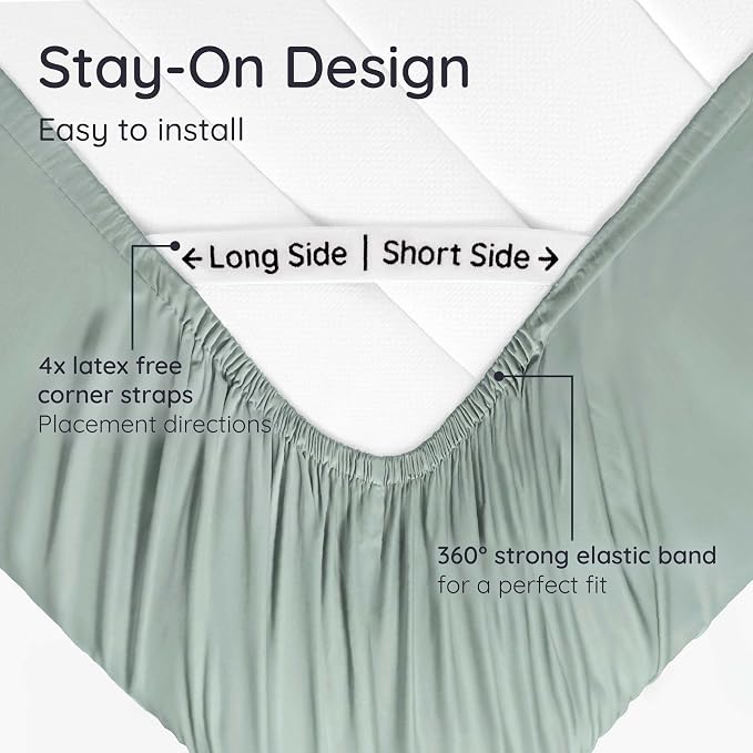 Bambaw Fitted Sheet with Elastic Corner Straps, 100% Viscose Derived from - Image 5