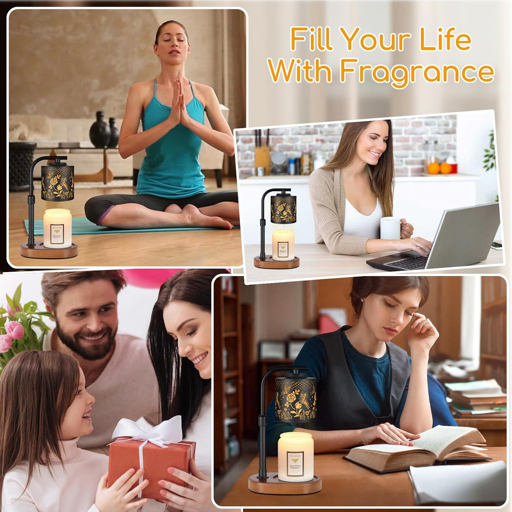 Candle Warmer Lamp with Timer,Birthday Gifts for Women Mom,Adjustable Height for Scented Jar Candles,Electric Candle Lamp Warmer for Home Decor(Butterfly Roses)