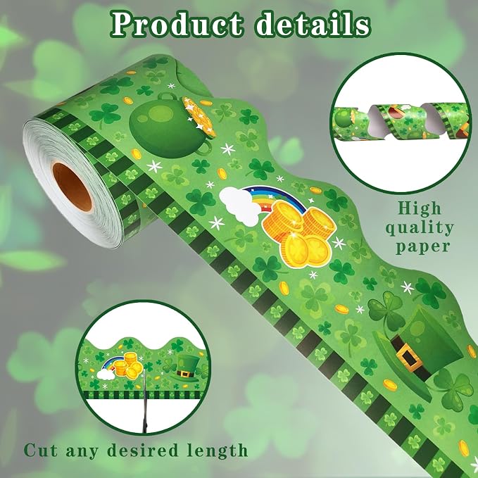 69 Feet St Patricks Day Bulletin Board Borders Lucky Shamrock Clover Rainbow - Image 3