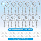Paxcoo 50Pcs Keychains with Chain and 50 Pcs Jump Rings, Keychain Rings Kit - Image 2