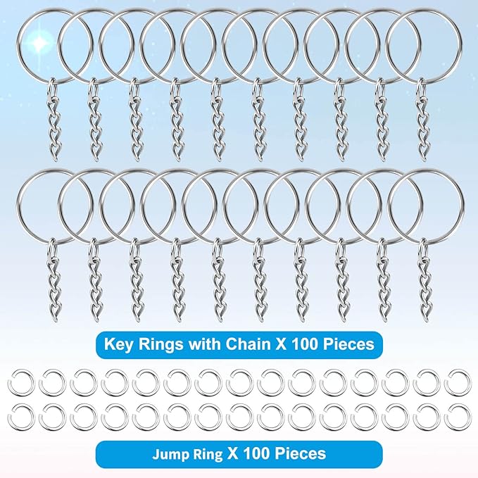 Paxcoo 50Pcs Keychains with Chain and 50 Pcs Jump Rings, Keychain Rings Kit - Image 2