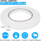 Double Sided Foam Tape 0.5In x 52.5FT 2 Pack, Mounting Tape Heavy Duty - Image 2