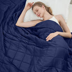 Navy Blue Weighted Blanket for Adults 25lbs, Cal King Cooling Heavy Throw by BETU