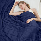 Navy Blue Weighted Blanket for Adults 20lbs, Twin Full Size Cooling Heavy Throw by BETU