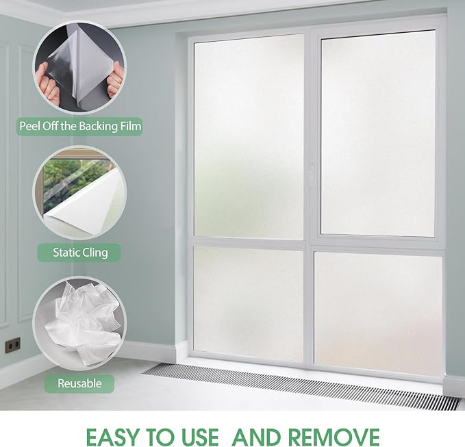 STATINT Window Film Privacy, Frosted Non Adhesive Window Stickers, Anti UV - Image 4