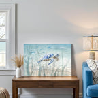 Ocean Wall Decor Blue Turtle Canvas Art Sea Grass Pictures Coastal Print - Image 4