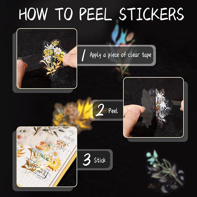 Dizdkizd Holographic Flower and Leaf Sticker Set, 240 Foil Gold Botanical - Image 6