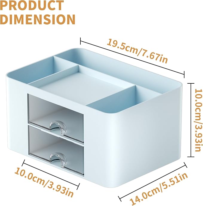 Marbrasse Pen Organizer with 2 Drawer, Desk Organizers and Accessories with 5 - Image 4