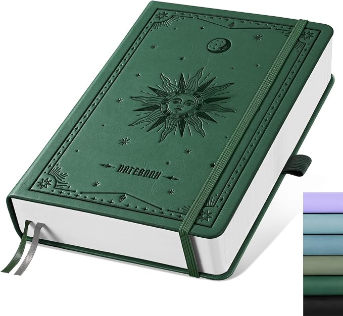EMSHOI Graph Grid Journal Notebook, 320 Pages, A5 Size | Leather Hardcover by EMSHOI
