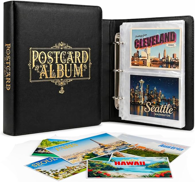 Elegant Postcard Album Book for Collecting, Sleeves Included, Post Card Album by Alvorn