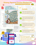 Coopay Crochet Kit Beginners for Blanket, Granny Squares Crochet Blanket Kit w - Image 5