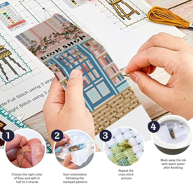 KYOQFVN 6 Pack Book Store Cross Stitch Bookmark, Cross Stitch Bookmarks Kit - Image 3