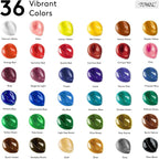 Acrylic Paint Set with 12 Art Brushes, 36 Colors Acrylic Paint - Image 2
