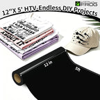 VINYL FROG Black Heat Transfer Vinyl Roll 12" x5ft Matte HTV Vinyl | Black Iron - Image 2